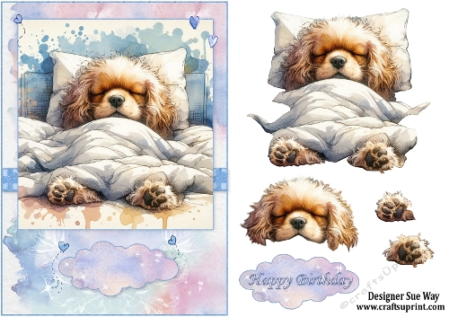 Bedhead Pups, Relax its your Birthday A5 Topper and Decoupage