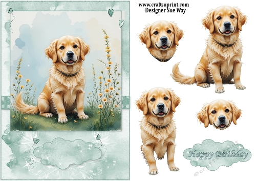 Golden Retriever A5 Topper and Decoupage