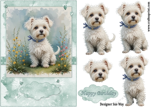 Bichon Frisé A5 Topper and Decoupage