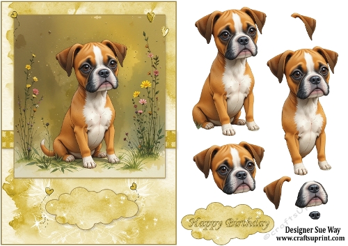 Boxer Puppy A5 Topper and Decoupage