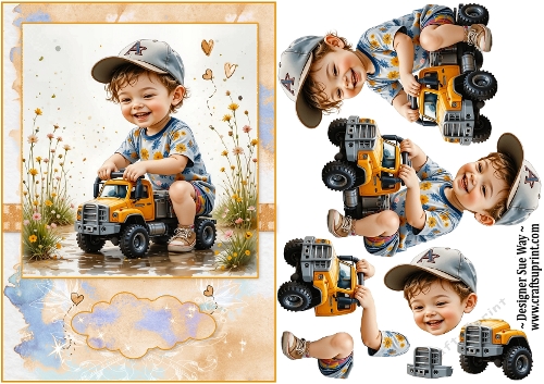 cup1380170_38 - Birthday Boys Orange Truck A5 Topper and Decoupage
