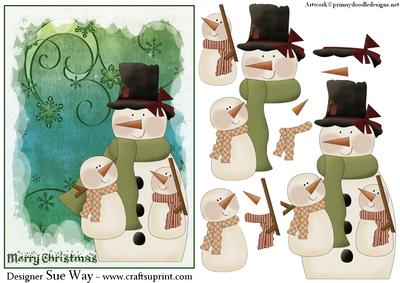 Snow Family Christmas Decoupage