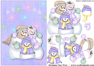 Lilac Christmas Snow Family Decoupage