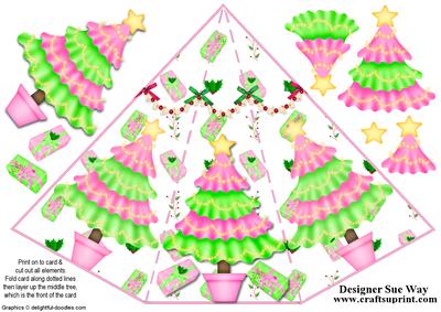 Modern Christmas Tree Triangle Fold Card