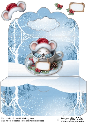 Cosy Christmas Tea Cup Mouse Money Wallet