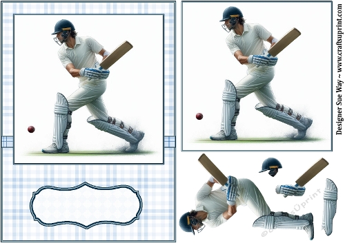 Man Playing Cricket A5 Card Front and Decoupage