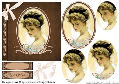 Beautiful Vintage Lady Cameo Square Card Front
