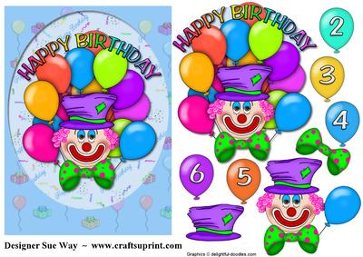 Birthday Clown Decoupage