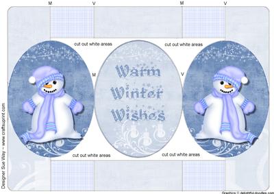 Warm Winter Wishes Snowmen - Pop Out Card