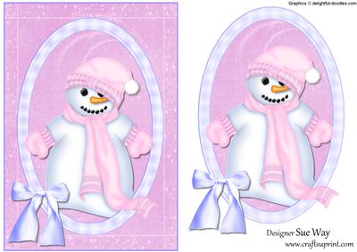 Pink Melting Snowman Quick Card