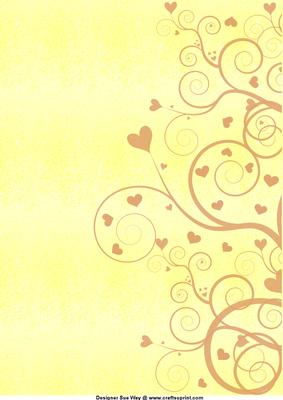 Lemon Swirls and Hearts Flourish Background
