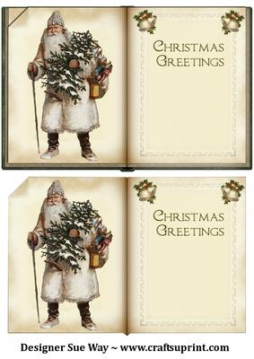 Here Comes Santa Claus Vintage Book Card