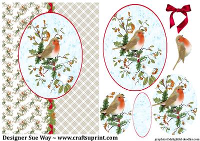 Christmas Robin Card Front Oval Pyramid