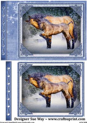 Horses in the Snow Quick Card
