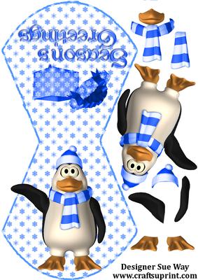 Waving Penguin Xmas Wobble Card