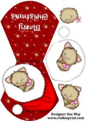Sleeping Kitten Christmas Wobble Card