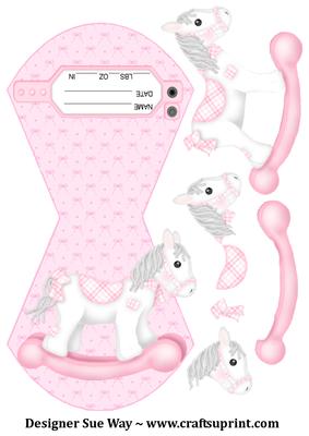 New Baby Girl Rocking Horse with Birth Tag