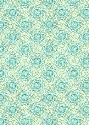 Art Nouveau Flower in Blue & Cream