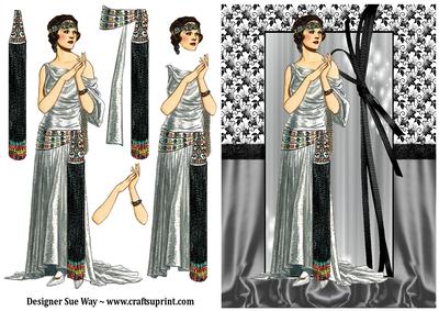 Art Deco Lady on Black and White