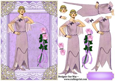 Art Deco Flapper Girl in Lilac