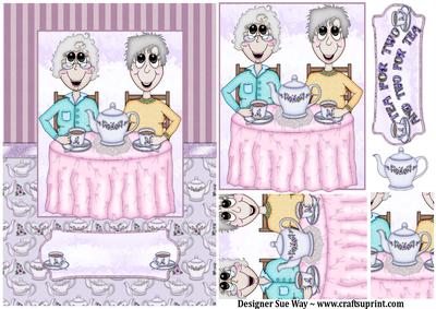 Tea for Two Card Front and Topper