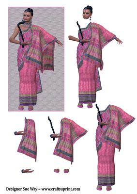 Indian Woman in an Elegant Native Pink Sari Decoupage