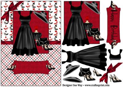 Little Black Dress Card Front, Topper and Decoupage