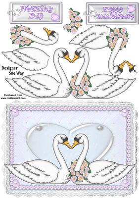 Swans Partners for Life Wedding or Anniversary Decoupage