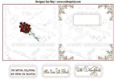 Bridal Rose Bouquet Square Card Base, Invitation or Insert