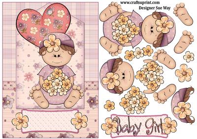 Flower Baby Card Front and Decoupage
