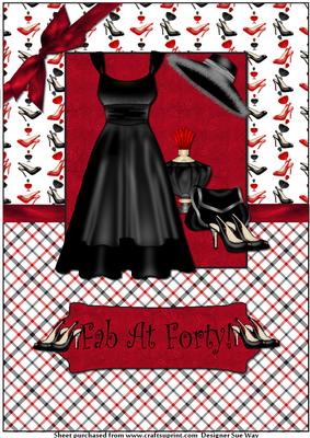 Fab at Forty Little Black Dress A4 Card Front