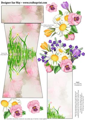 Pot of Pretty Flowers Flower Pot Shaped Card