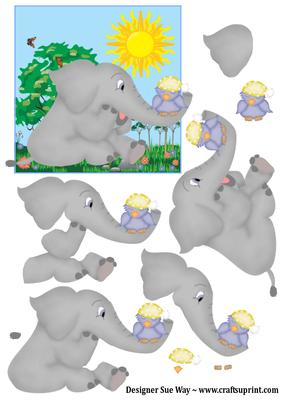 Elephant and Sleeping Bird Large Topper