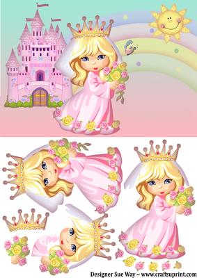 Little Princess and Her Castle Card Front Decoupage