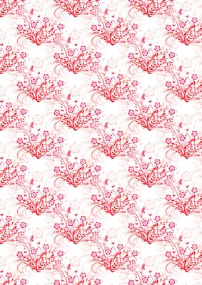 Red Butterflies and Swirls Backing Paper