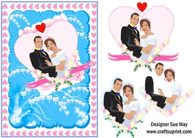 Bride and Groom in a Heart Card Front