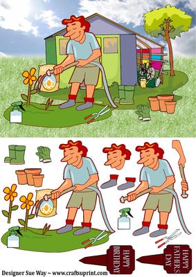 Dad in the Garden Fathers Day, Happy Birthday Decoupage