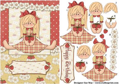 Strawberry Delight Card Front with Decoupage