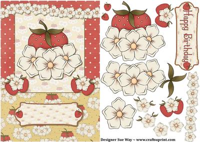 Strawberries and Cream Card Front and Decoupage