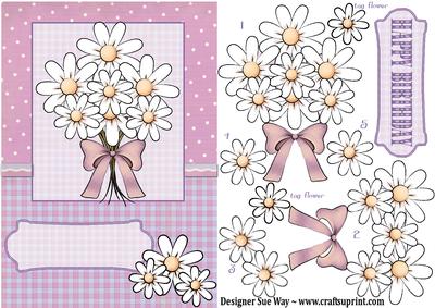 Pretty Flower Bouquet Card Front and Decoupage