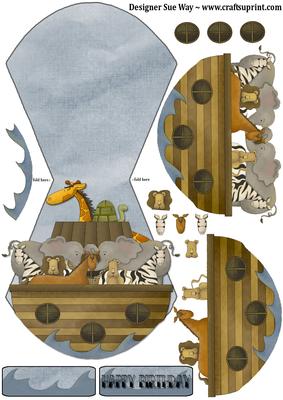 Animals in the Ark Wobble or Rocker Card