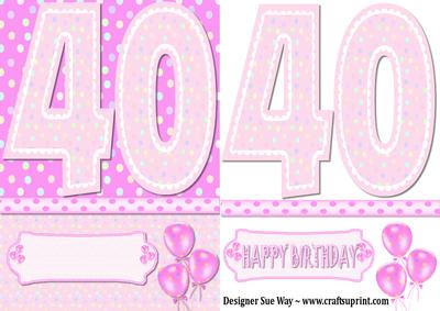 40th Birthday Female Quick Card