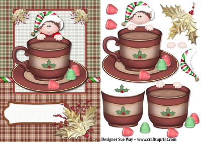 A Cup of Christmas Cheer Card Front/topper and Decoupage