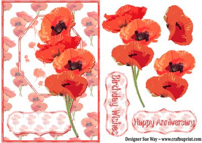 Poppies, Card Front and Decoupage