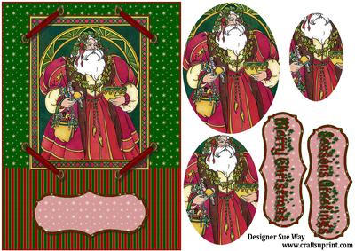 Stained Glass Santa Pyramid Card Front