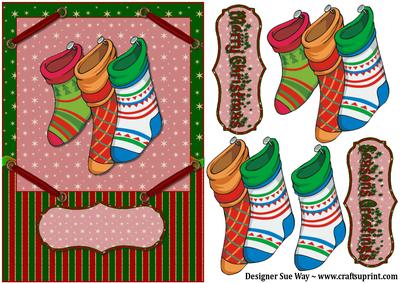 Christmas Stockings Card Front and Decoupage