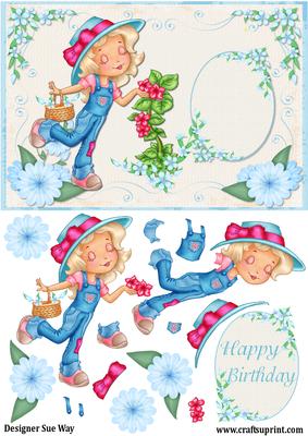 Garden Girl Card Front & Decoupage