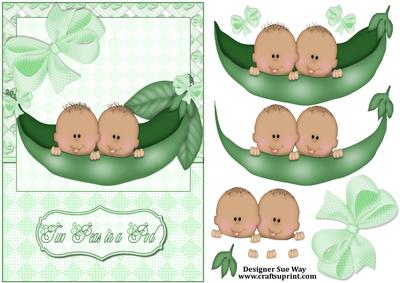 Two Peas in a Pod, New Baby Twins (dark Skin) Decoupage