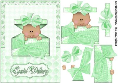 Special Delivery, New Baby Card Front and Decoupage