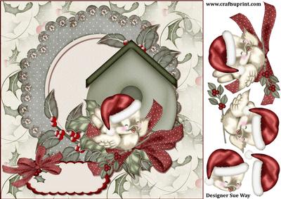 Cute Christmas Bird 8x8 Square Card and Decoupage